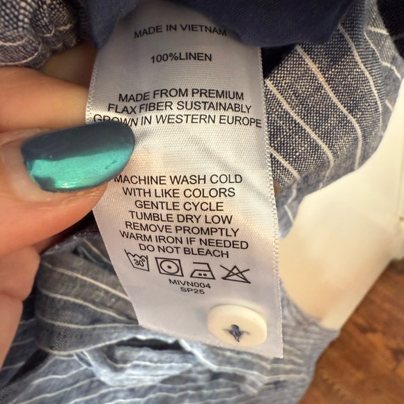 NWT Quince 100% European Linen Square Neck Blue and White Striped Jumpsuit - Picture 9 of 9